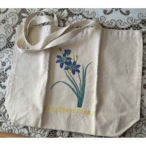 Long Beach Island  Canvas Tote Bag W/handles Embroidered Open Top